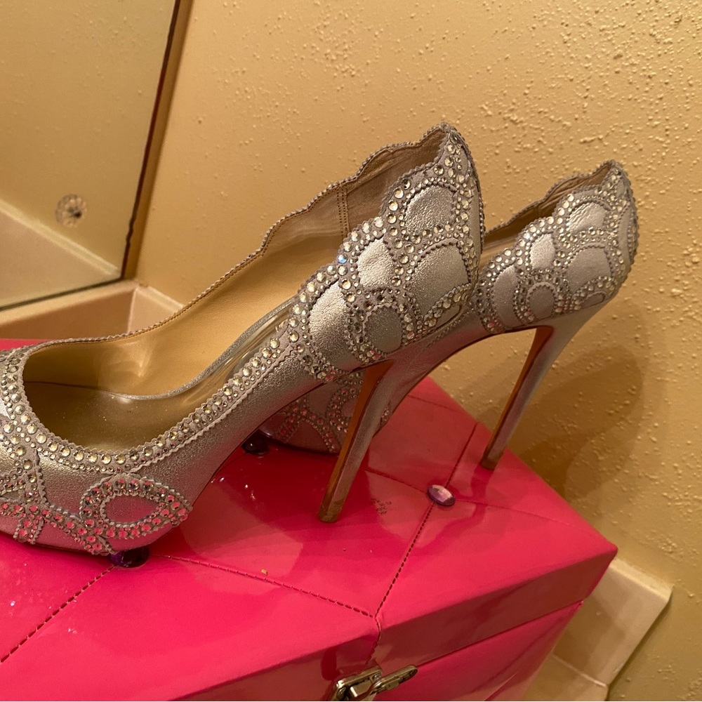 Silver embellished heels